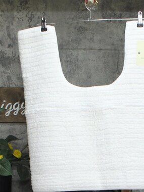 NWT Linden Street Cotton Contour Toilet Bath Mat Rug Bright White 21x24